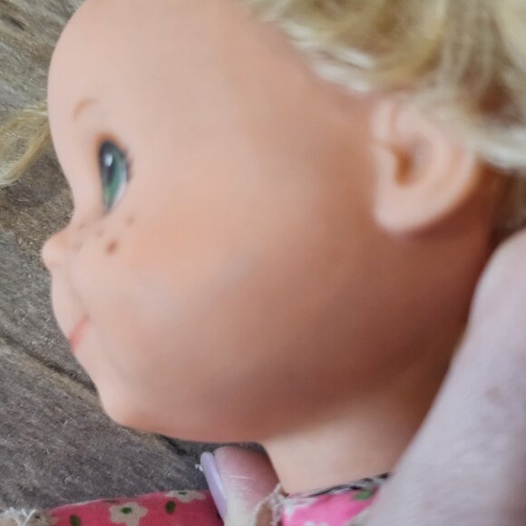 Vintage 1975 Mattel Baby Beans Blond Doll Girl Pink Dress Missing Kitty 11" 70s - Picture 5 of 12